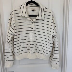 Universal Thread Cream and Black Striped Pullover Sweatshirt